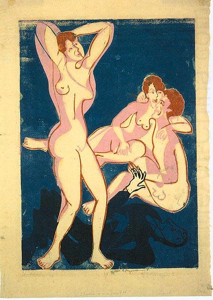 Ernst Ludwig Kirchner Three nudes and reclining man china oil painting image